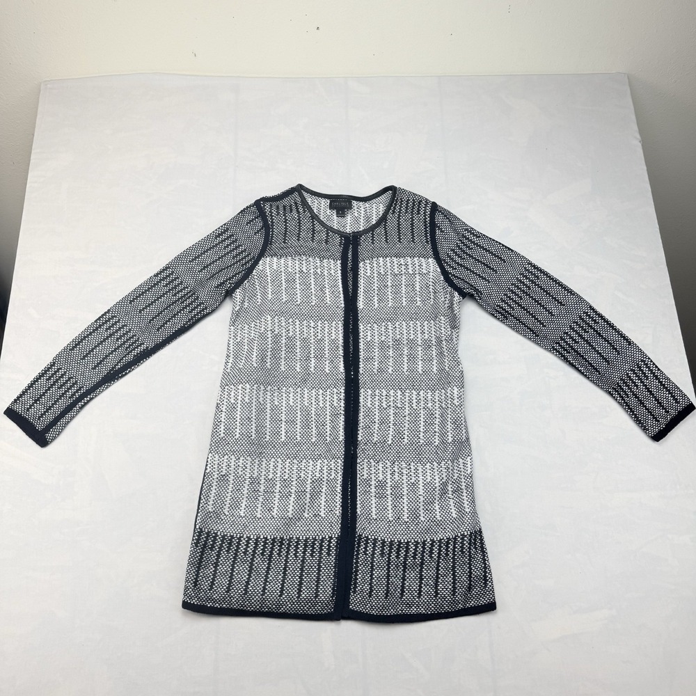 Carlisle Collection Women's Black White Open Front Knit Cardigan Size Small
